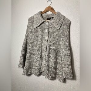 Taylor B Moss chunky knit cardigan sweater Large wool blend Peter Pan collar